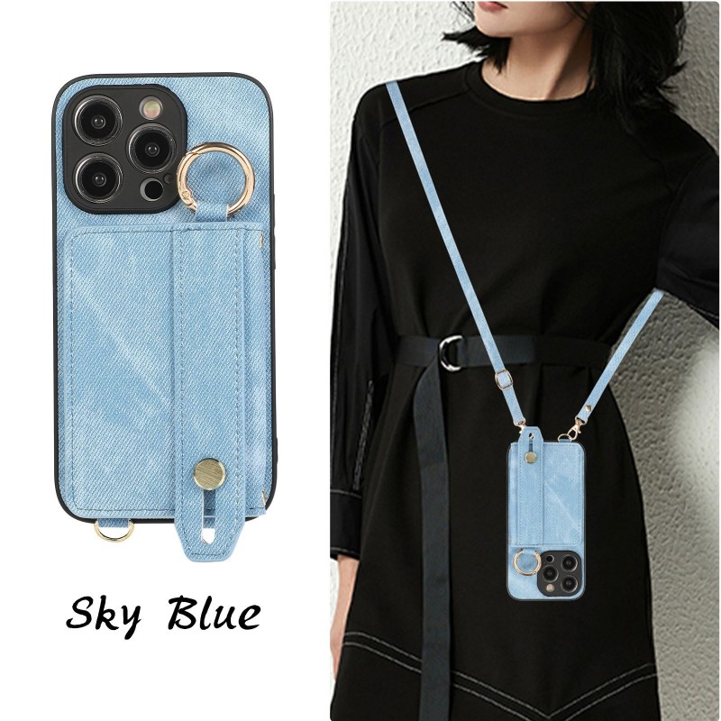 Suitable for Crossbody iPhone Case with Wrist Strap, Card Slot